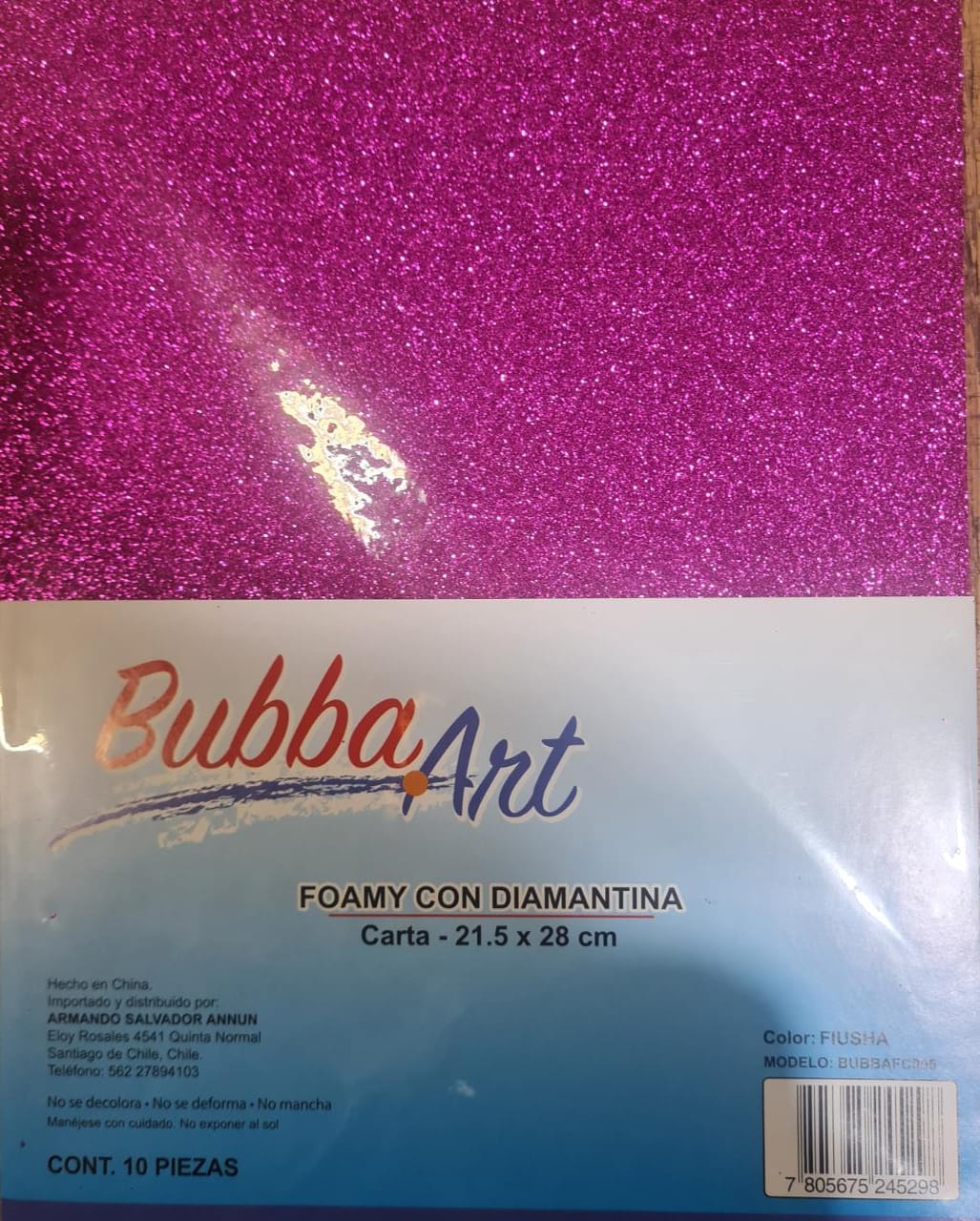 GOMA EVA GLITTER CARTA FUCSIA