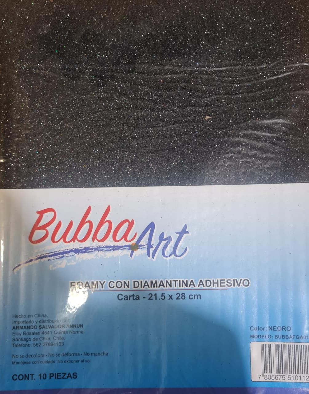 GOMA EVA GLITTER CARTA ADHESIVO NEGRO